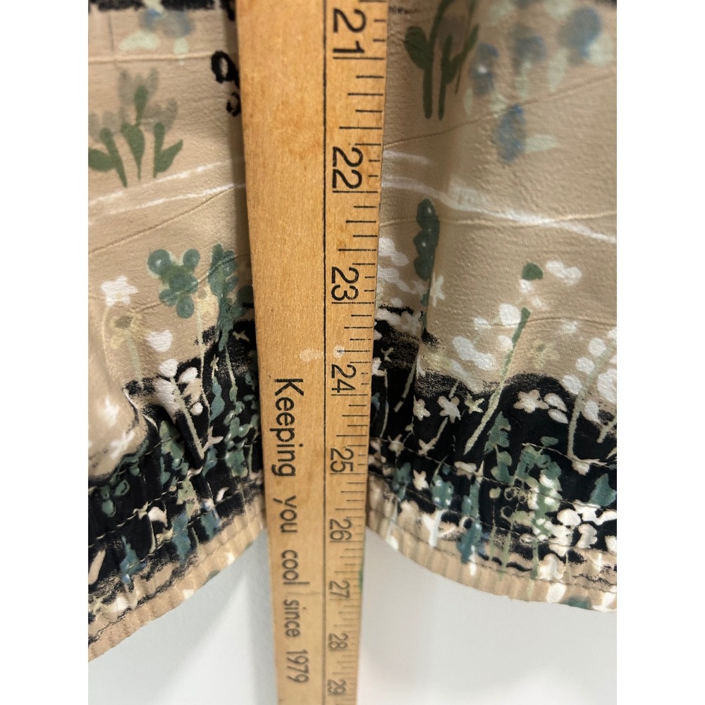 Vintage TAG Floral Stripe Zip Up Jacket Tan Sage Green Botanical Medium 84011 - Picture 7 of 12